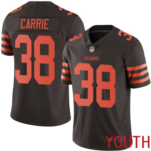 Cleveland Browns T J Carrie Youth Brown Limited Jersey #38 NFL Football Rush Vapor Untouchable